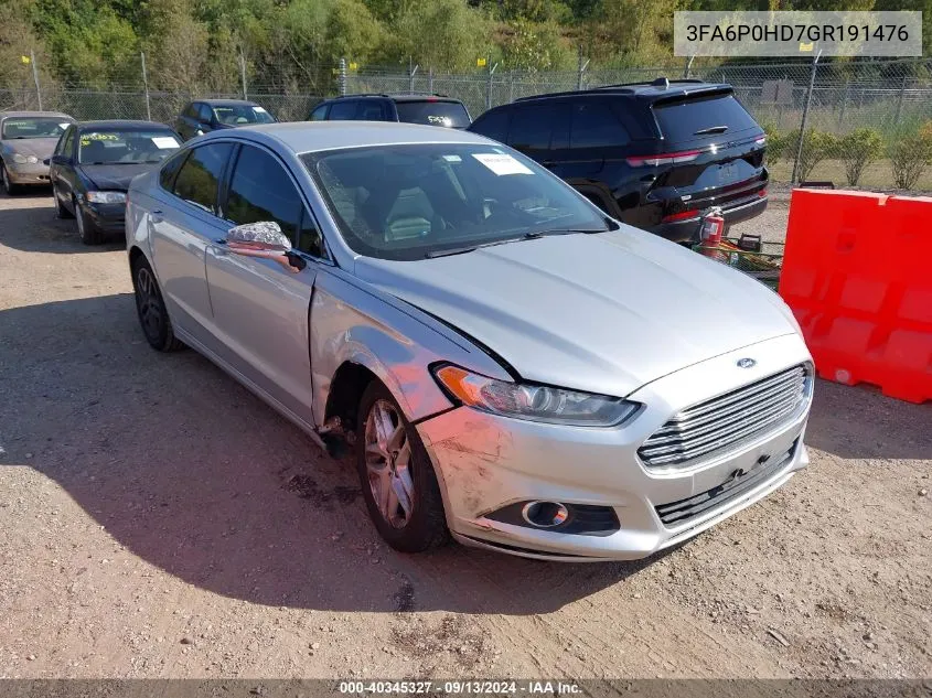 2016 Ford Fusion Se VIN: 3FA6P0HD7GR191476 Lot: 40345327