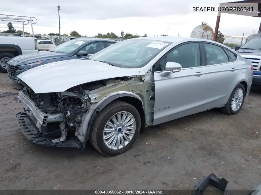 3FA6P0LU7GR386341 2016 Ford Fusion Hybrid Se