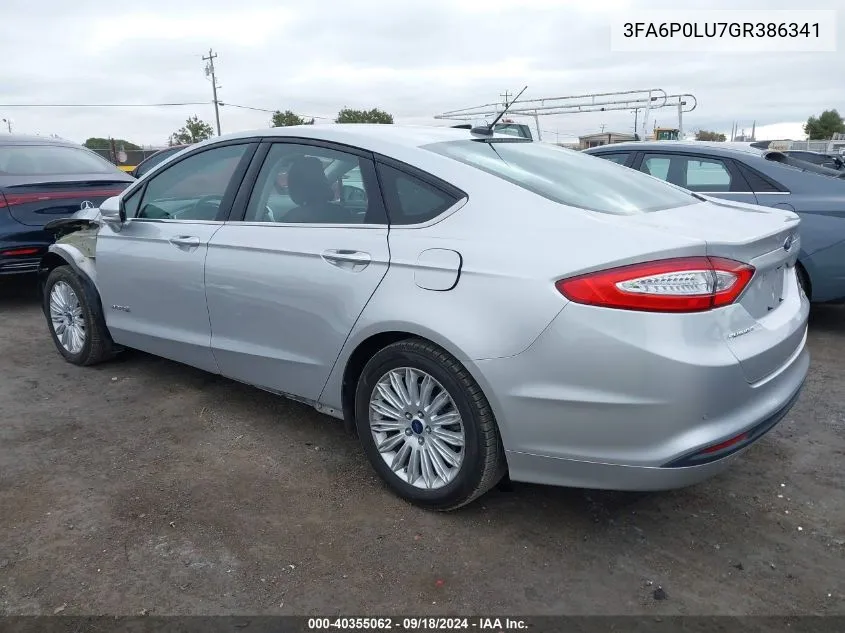 3FA6P0LU7GR386341 2016 Ford Fusion Hybrid Se