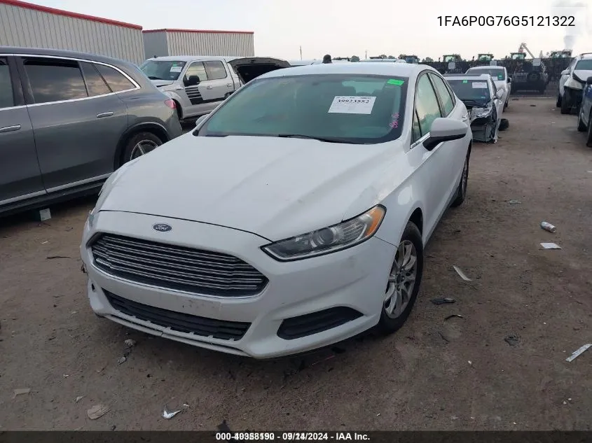 2016 Ford Fusion VIN: 1FA6P0G76G5121322 Lot: 40358190