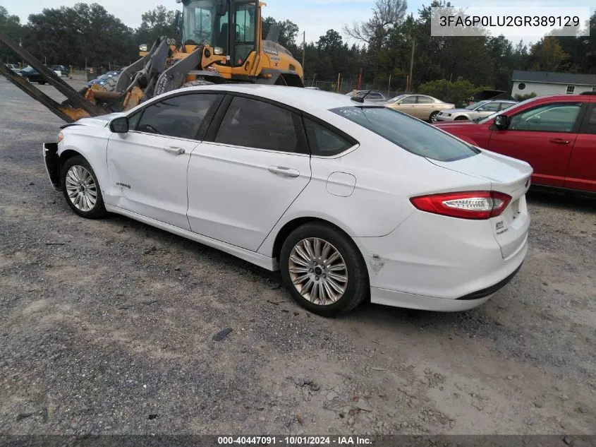 2016 Ford Fusion Hybrid Se VIN: 3FA6P0LU2GR389129 Lot: 40447091