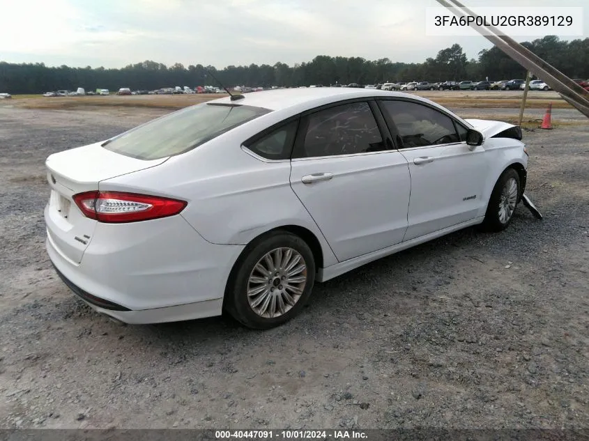 2016 Ford Fusion Hybrid Se VIN: 3FA6P0LU2GR389129 Lot: 40447091