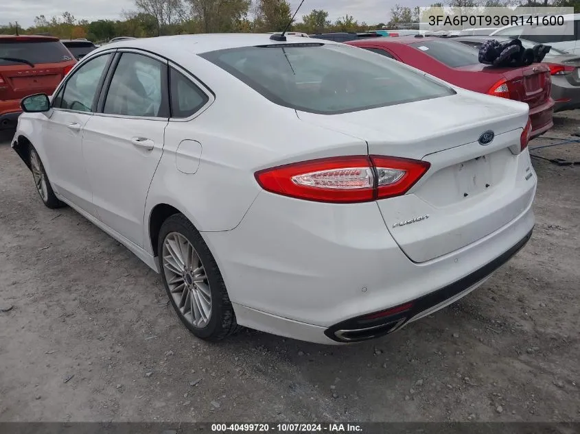 2016 Ford Fusion Se VIN: 3FA6P0T93GR141600 Lot: 40499720