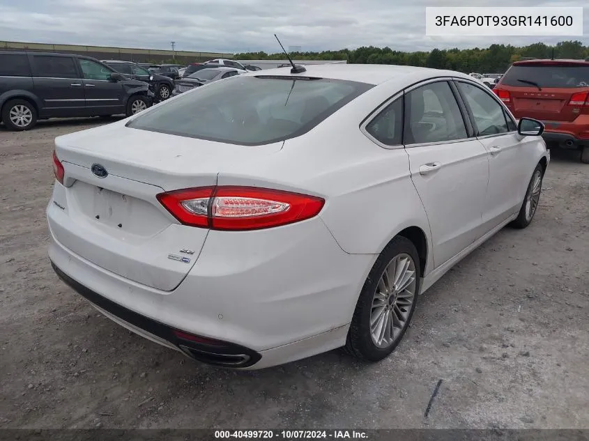 2016 Ford Fusion Se VIN: 3FA6P0T93GR141600 Lot: 40499720