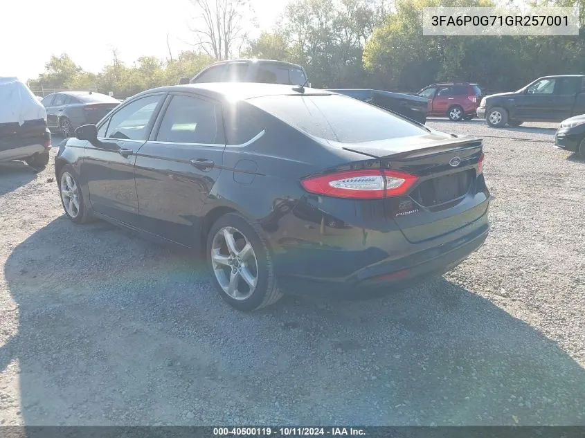 2016 Ford Fusion S VIN: 3FA6P0G71GR257001 Lot: 40500119