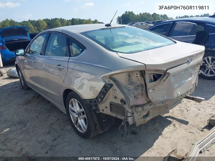 2016 Ford Fusion Se VIN: 3FA6P0H76GR119811 Lot: 40517672