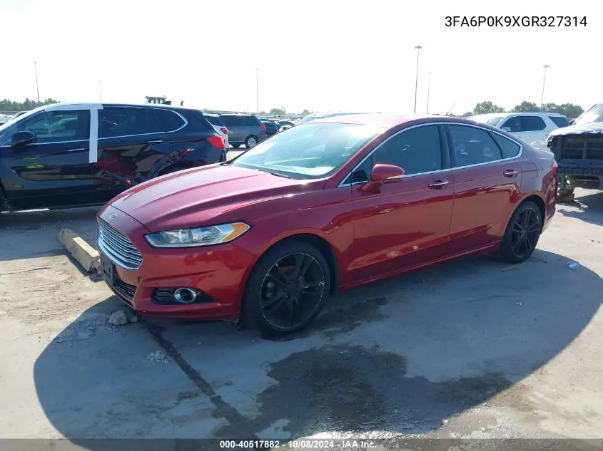 2016 Ford Fusion Titanium VIN: 3FA6P0K9XGR327314 Lot: 40517882