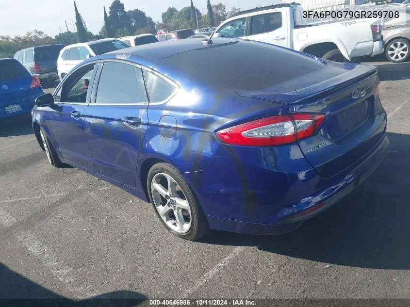 2016 Ford Fusion S VIN: 3FA6P0G79GR259708 Lot: 40546986