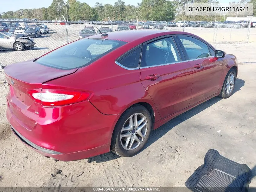 3FA6P0H74GR116941 2016 Ford Fusion Se