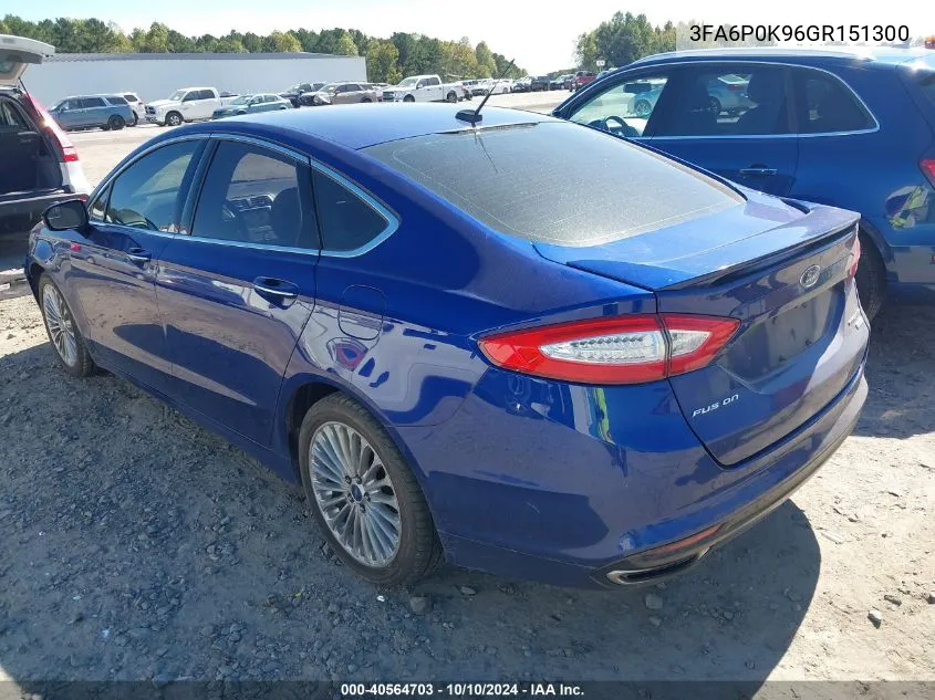 2016 Ford Fusion Titanium VIN: 3FA6P0K96GR151300 Lot: 40564703