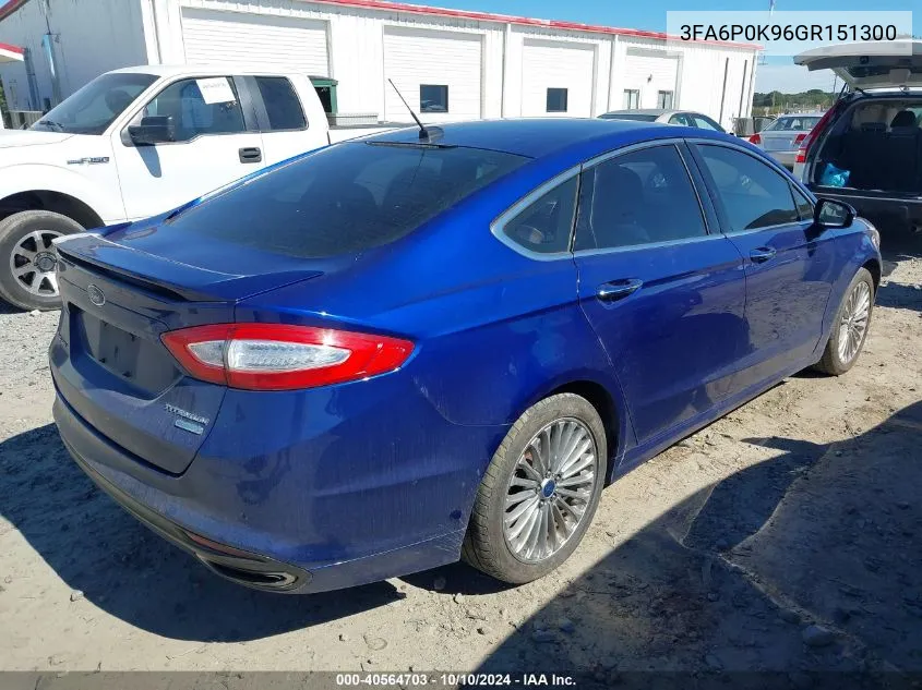 2016 Ford Fusion Titanium VIN: 3FA6P0K96GR151300 Lot: 40564703