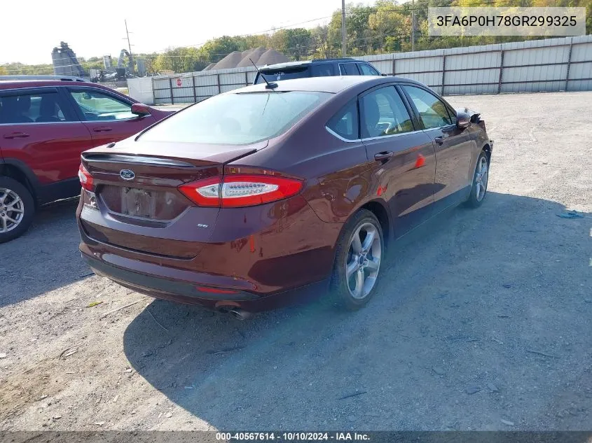 2016 Ford Fusion Se VIN: 3FA6P0H78GR299325 Lot: 40567614