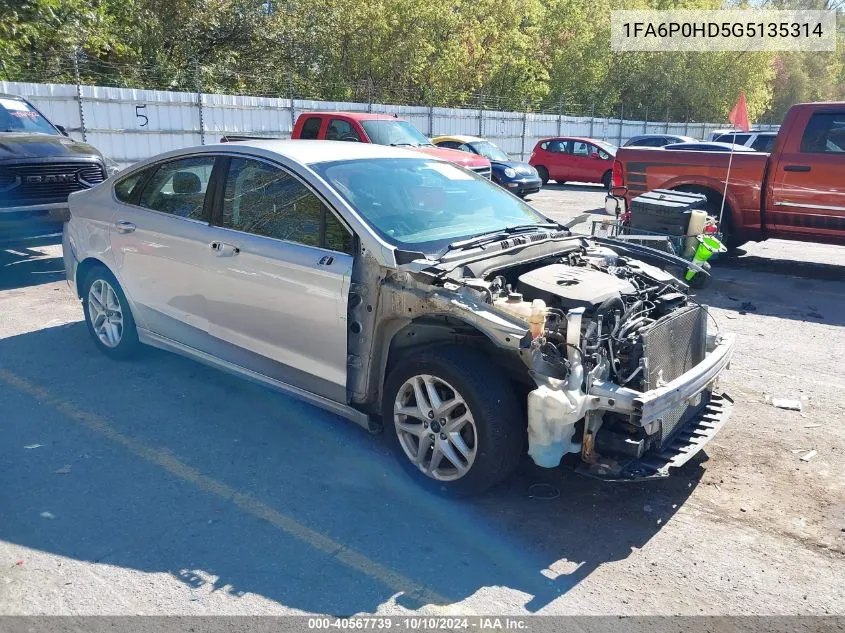 2016 Ford Fusion Se VIN: 1FA6P0HD5G5135314 Lot: 40567739