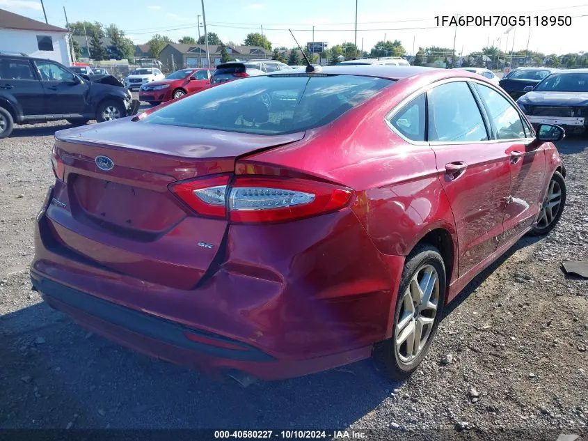 1FA6P0H70G5118950 2016 Ford Fusion Se