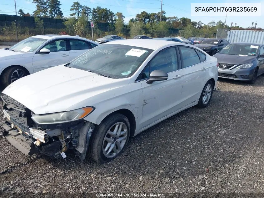 2016 Ford Fusion VIN: 3FA6P0H76GR235669 Lot: 40593164