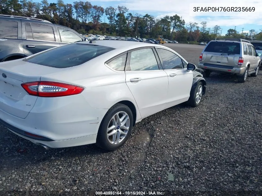 2016 Ford Fusion VIN: 3FA6P0H76GR235669 Lot: 40593164