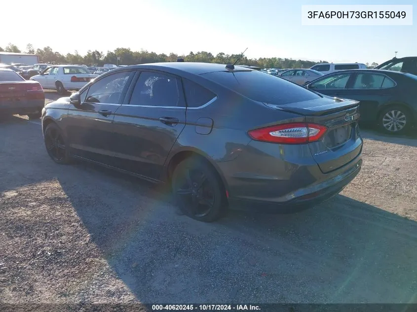 2016 Ford Fusion Se VIN: 3FA6P0H73GR155049 Lot: 40620245