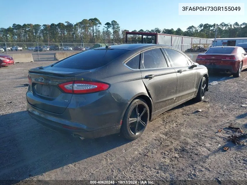 2016 Ford Fusion Se VIN: 3FA6P0H73GR155049 Lot: 40620245