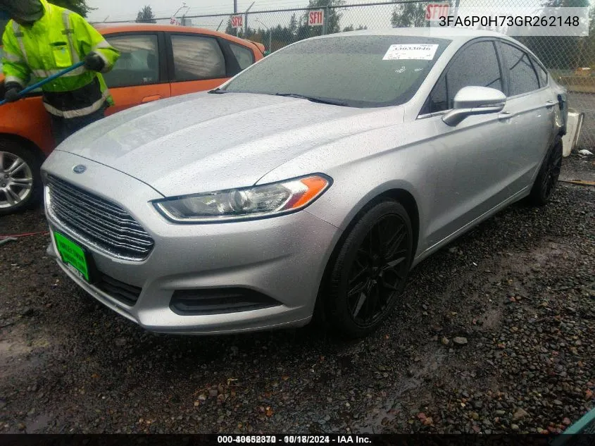 2016 Ford Fusion Se VIN: 3FA6P0H73GR262148 Lot: 40652370