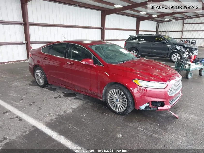 2016 Ford Fusion Titanium VIN: 3FA6P0K98GR399242 Lot: 40704098