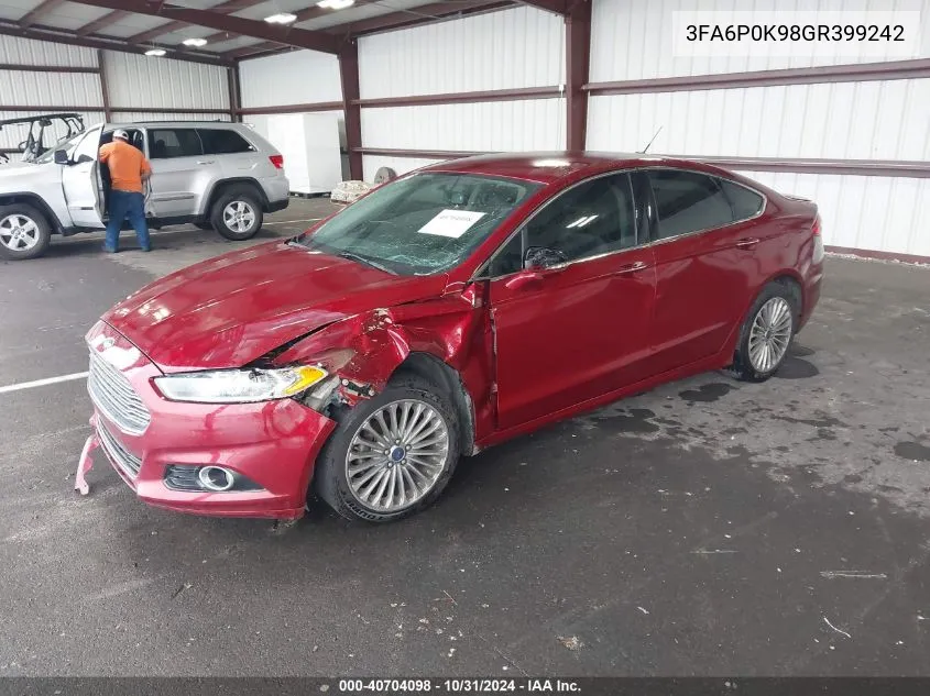 2016 Ford Fusion Titanium VIN: 3FA6P0K98GR399242 Lot: 40704098