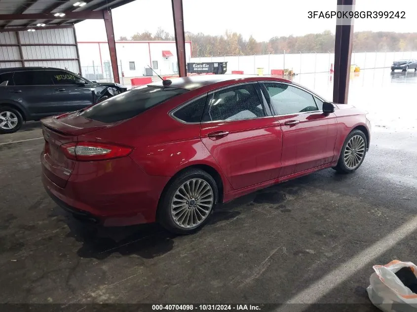 2016 Ford Fusion Titanium VIN: 3FA6P0K98GR399242 Lot: 40704098