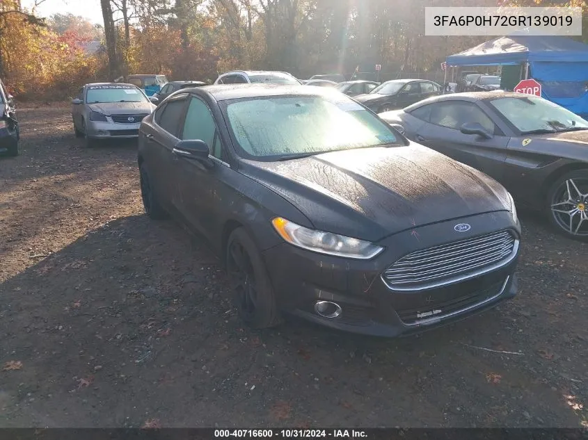 2016 Ford Fusion Se VIN: 3FA6P0H72GR139019 Lot: 40716600