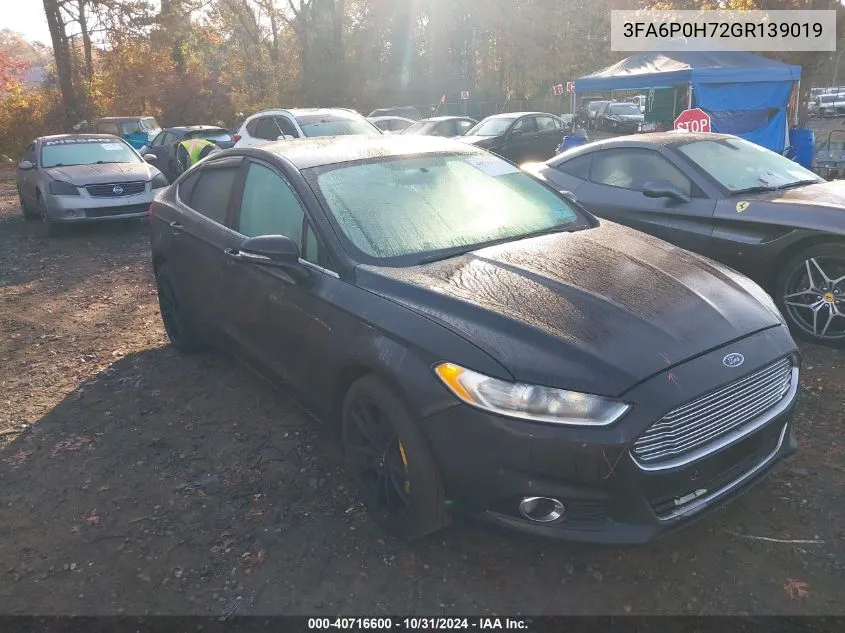 2016 Ford Fusion Se VIN: 3FA6P0H72GR139019 Lot: 40716600