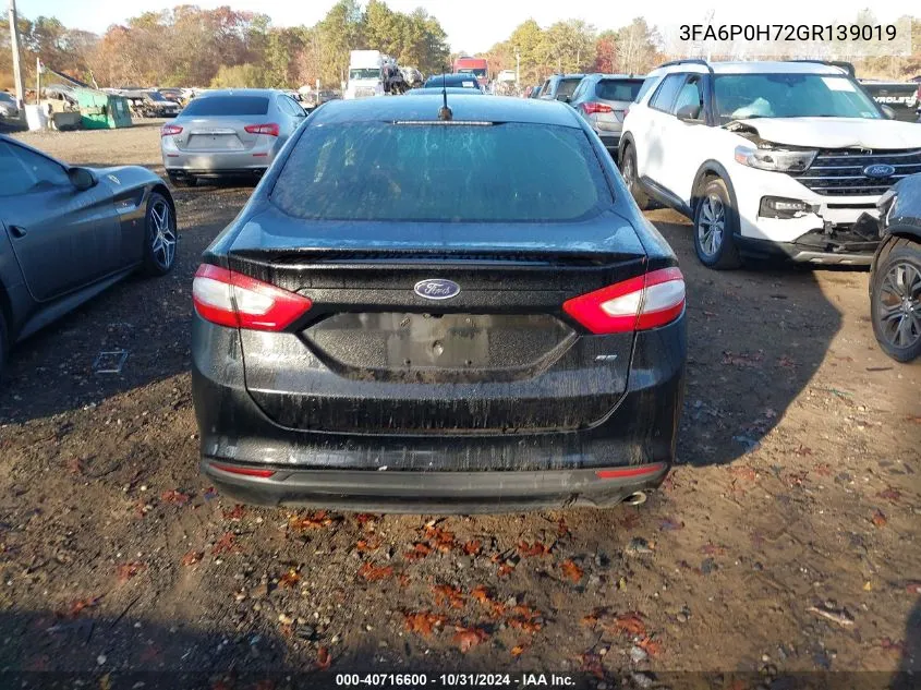 2016 Ford Fusion Se VIN: 3FA6P0H72GR139019 Lot: 40716600