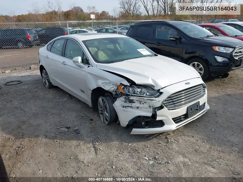 2016 Ford Fusion Energi Titanium VIN: 3FA6P0SU5GR164043 Lot: 40716669