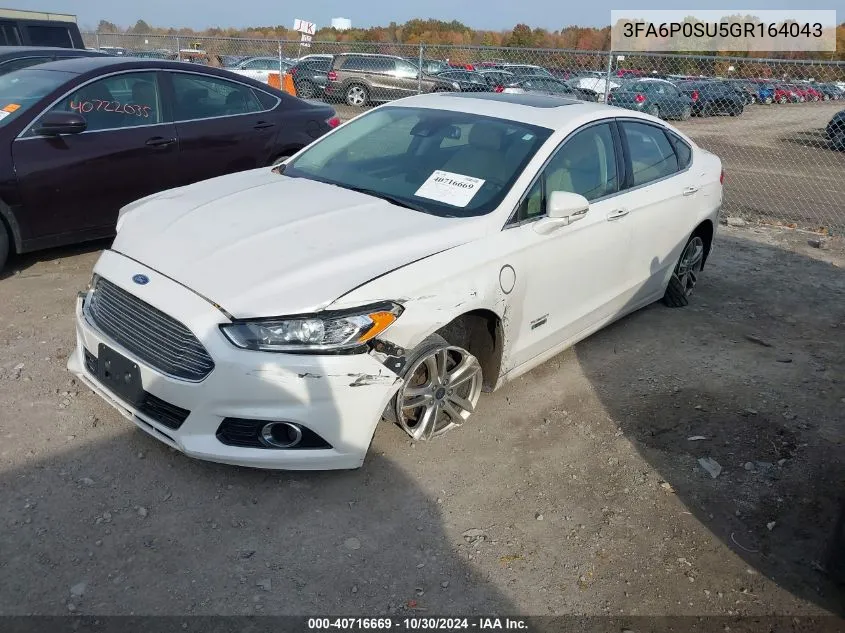 2016 Ford Fusion Energi Titanium VIN: 3FA6P0SU5GR164043 Lot: 40716669