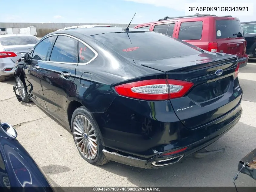 2016 Ford Fusion Titanium VIN: 3FA6P0K91GR343921 Lot: 40717109