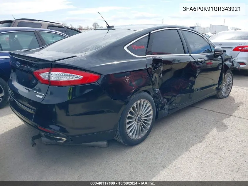 2016 Ford Fusion Titanium VIN: 3FA6P0K91GR343921 Lot: 40717109