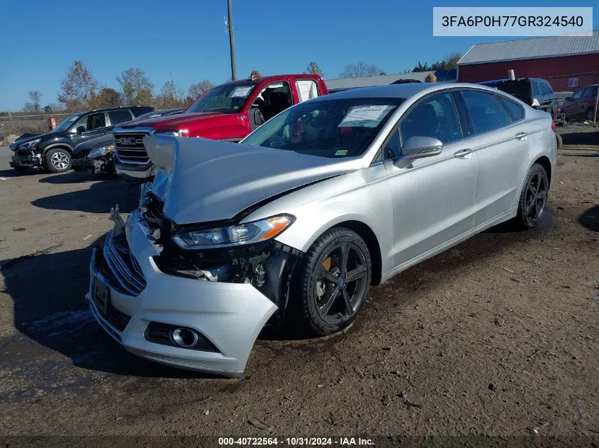 2016 Ford Fusion Se VIN: 3FA6P0H77GR324540 Lot: 40722564