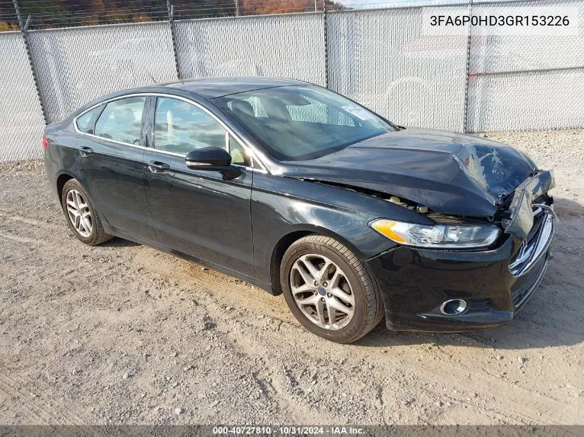 2016 Ford Fusion Se VIN: 3FA6P0HD3GR153226 Lot: 40727810