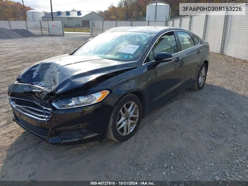 2016 Ford Fusion Se VIN: 3FA6P0HD3GR153226 Lot: 40727810