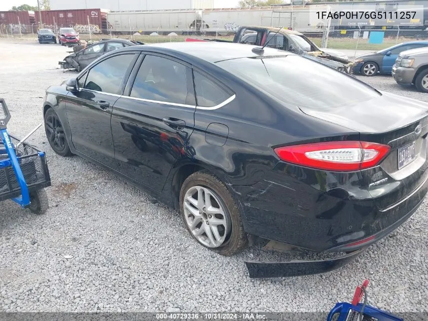 2016 Ford Fusion Se VIN: 1FA6P0H76G5111257 Lot: 40729336