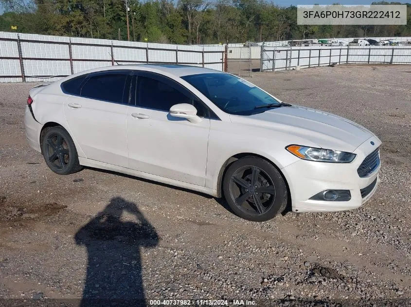 2016 Ford Fusion Se VIN: 3FA6P0H73GR222412 Lot: 40737982