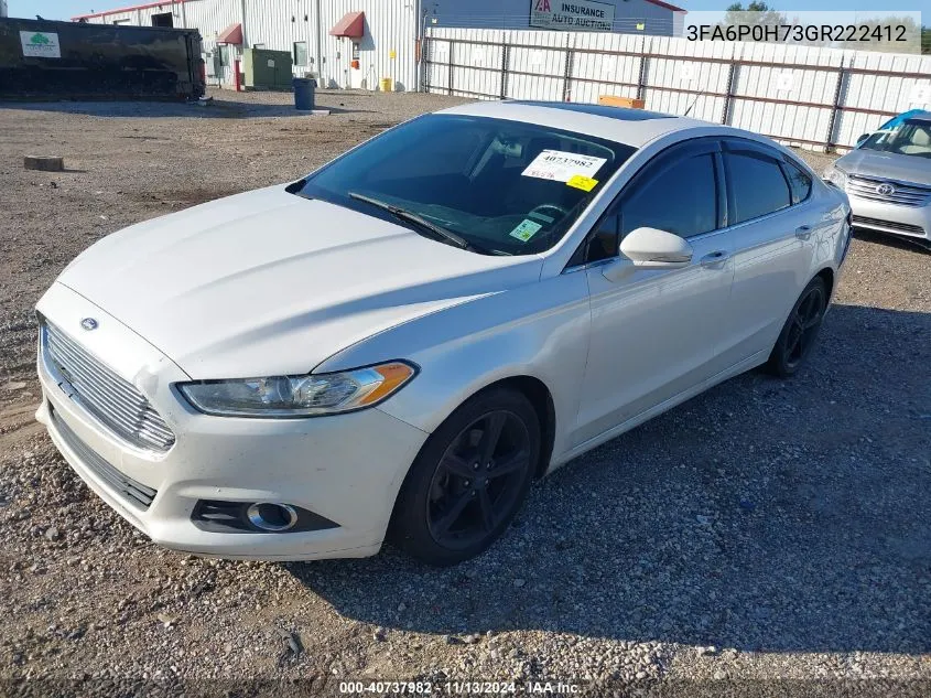 2016 Ford Fusion Se VIN: 3FA6P0H73GR222412 Lot: 40737982