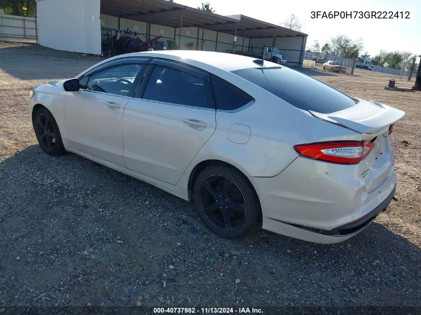 2016 Ford Fusion Se VIN: 3FA6P0H73GR222412 Lot: 40737982