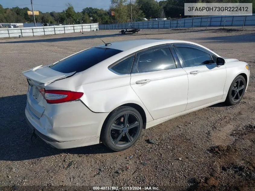 2016 Ford Fusion Se VIN: 3FA6P0H73GR222412 Lot: 40737982