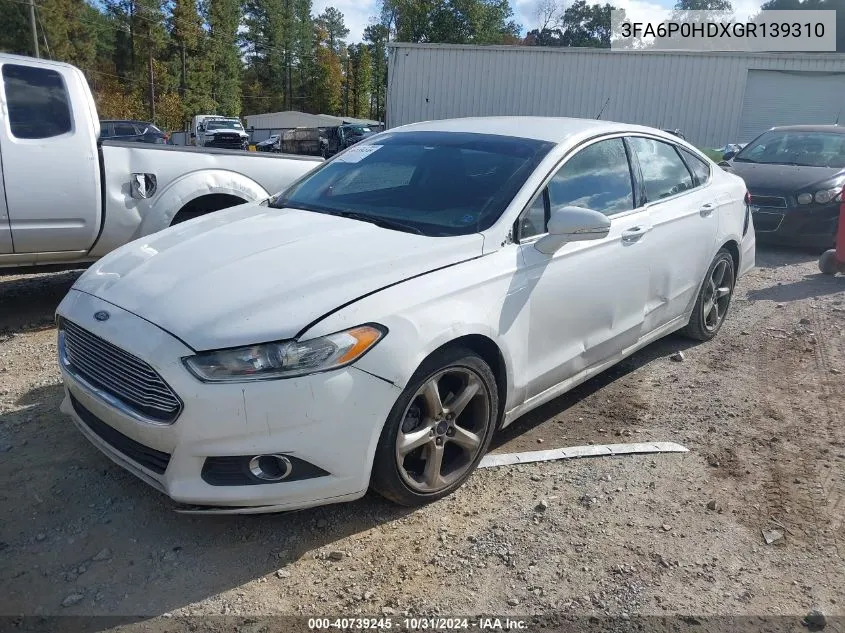 2016 Ford Fusion Se VIN: 3FA6P0HDXGR139310 Lot: 40739245