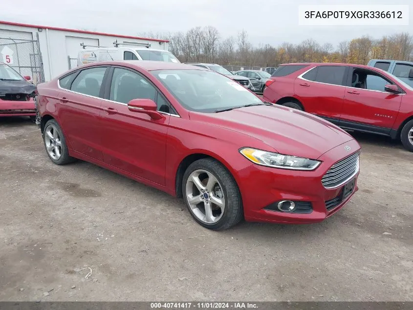 2016 Ford Fusion Se VIN: 3FA6P0T9XGR336612 Lot: 40741417