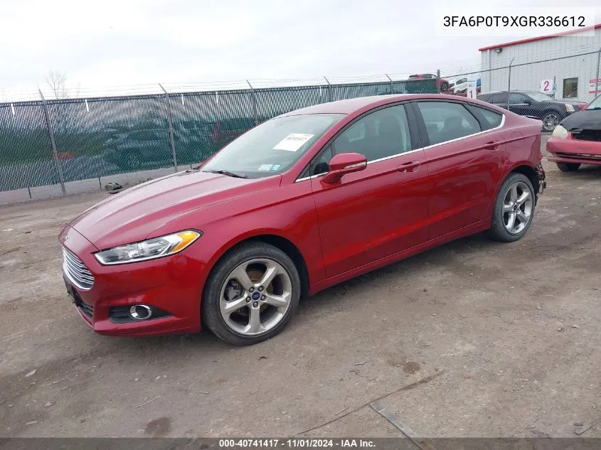 2016 Ford Fusion Se VIN: 3FA6P0T9XGR336612 Lot: 40741417