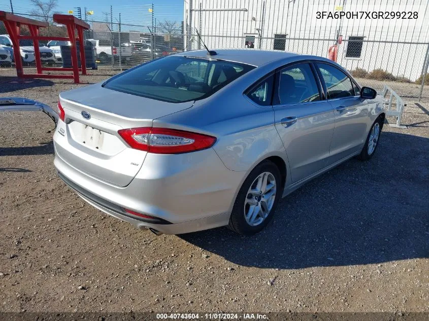 2016 Ford Fusion Se VIN: 3FA6P0H7XGR299228 Lot: 40743604