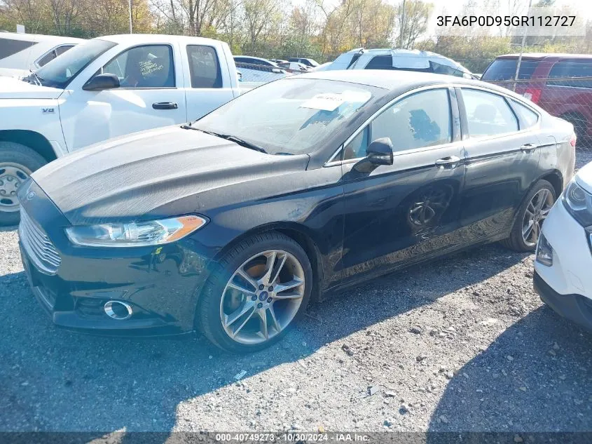 2016 Ford Fusion Titanium VIN: 3FA6P0D95GR112727 Lot: 40749273