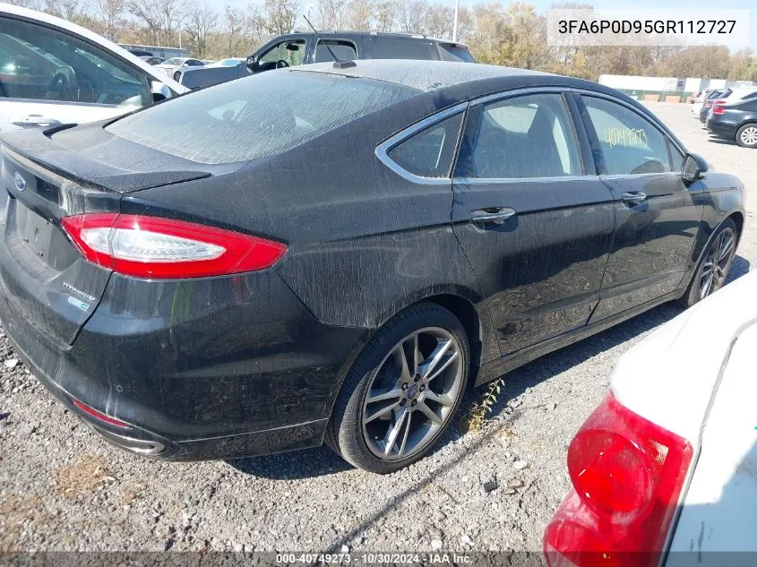 2016 Ford Fusion Titanium VIN: 3FA6P0D95GR112727 Lot: 40749273