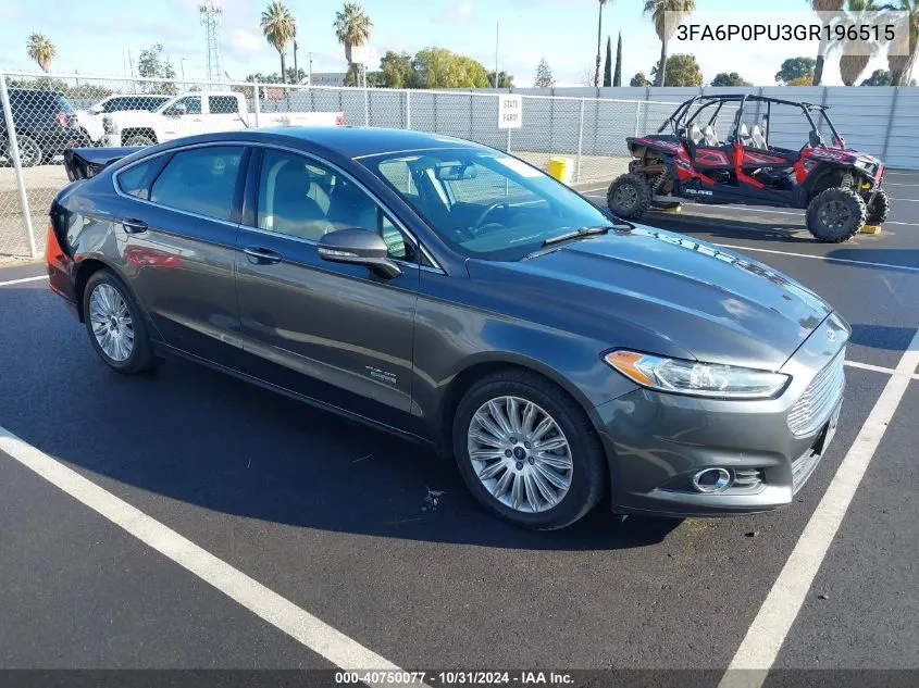 2016 Ford Fusion Energi Se Luxury VIN: 3FA6P0PU3GR196515 Lot: 40750077