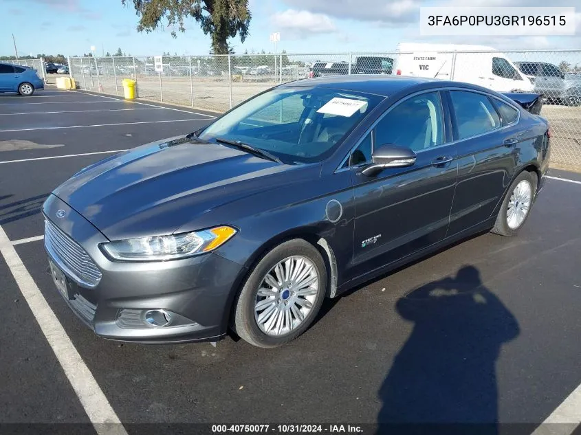 2016 Ford Fusion Energi Se Luxury VIN: 3FA6P0PU3GR196515 Lot: 40750077