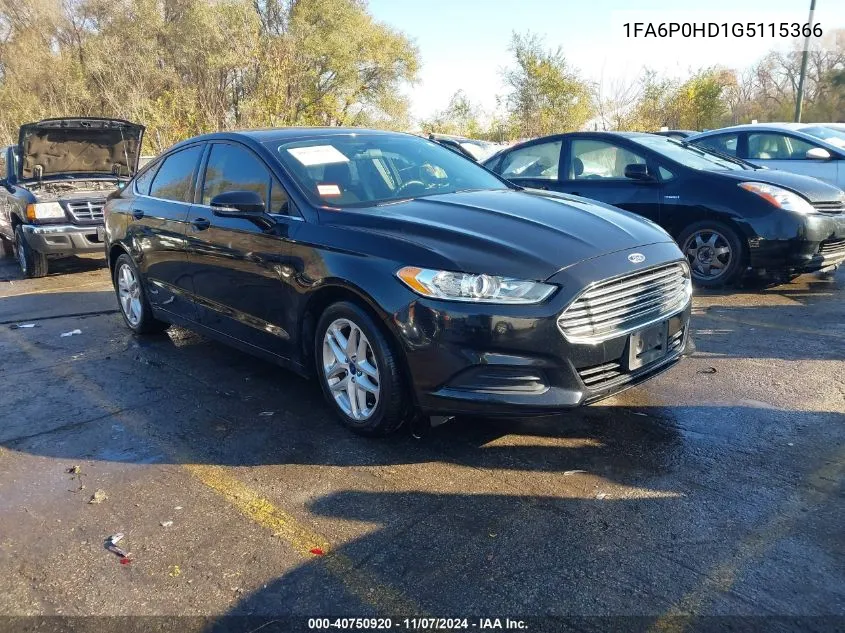 2016 Ford Fusion Se VIN: 1FA6P0HD1G5115366 Lot: 40750920